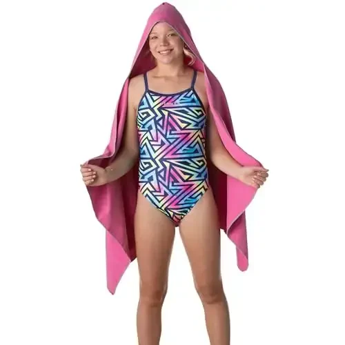 Flow Hydro Sport Towel - Microfiber Quick Dry Swimming Towels for Swim, Pool, Triathlon, and Other Water Sports in Medium, Large, Extra Large, and Hooded Sizes (Aqua, Large w/Hood) - 2