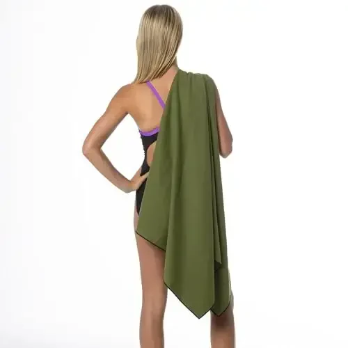 Flow Hydro Sport Towel - Microfiber Quick Dry Swimming Towels for Swim, Pool, Triathlon, and Other Water Sports in Medium, Large, Extra Large, and Hooded Sizes (Army Green, Large (60