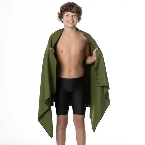 Flow Hydro Sport Towel - Microfiber Quick Dry Swimming Towels for Swim, Pool, Triathlon, and Other Water Sports in Medium, Large, Extra Large, and Hooded Sizes (Army Green, Medium (48