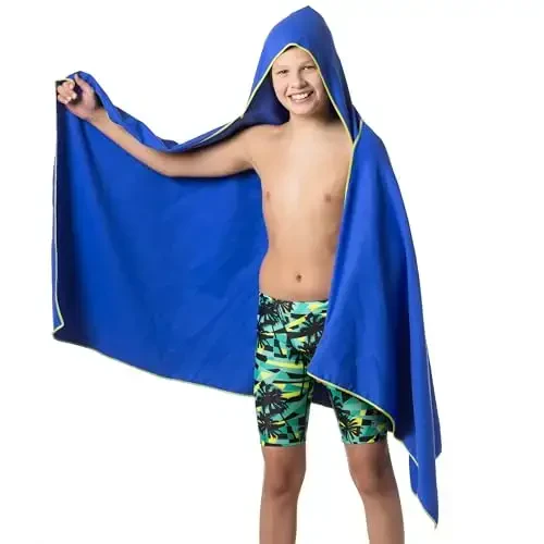Flow Hydro Sport Towel - Microfiber Quick Dry Swimming Towels for Swim, Pool, Triathlon, and Other Water Sports in Medium, Large, Extra Large, and Hooded Sizes (Blue, Large w/Hood) - 3