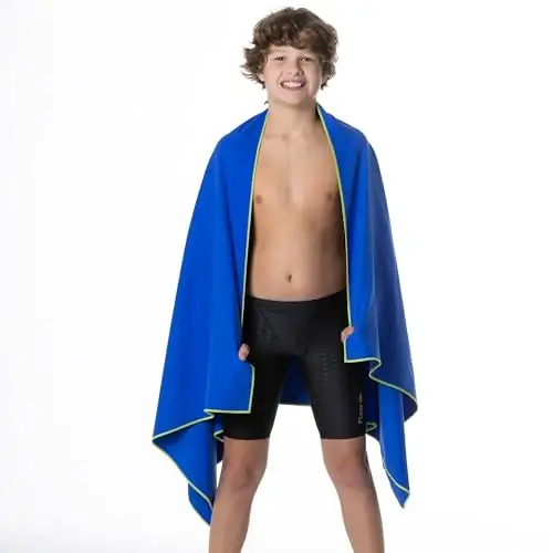 Flow Hydro Sport Towel - Microfiber Quick Dry Swimming Towels for Swim, Pool, Triathlon, and Other Water Sports in Medium, Large, Extra Large, and Hooded Sizes (Blue, Medium (48