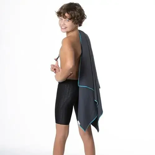 Flow Hydro Sport Towel - Microfiber Quick Dry Swimming Towels for Swim, Pool, Triathlon, and Other Water Sports in Medium, Large, Extra Large, and Hooded Sizes (Gray, Large (60