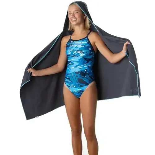 Flow Hydro Sport Towel - Microfiber Quick Dry Swimming Towels for Swim, Pool, Triathlon, and Other Water Sports in Medium, Large, Extra Large, and Hooded Sizes (Gray, Large w/Hood) - FLOW SWIM GEAR