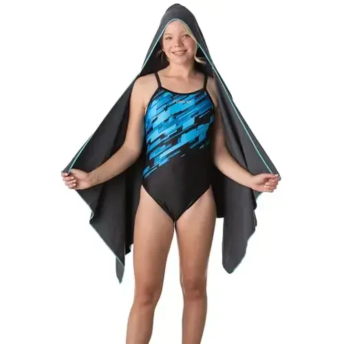 Flow Hydro Sport Towel - Microfiber Quick Dry Swimming Towels for Swim, Pool, Triathlon, and Other Water Sports in Medium, Large, Extra Large, and Hooded Sizes (Gray, Large w/Hood) - 4