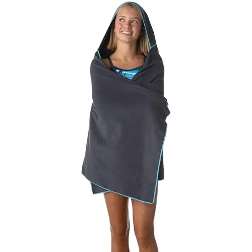 Flow Hydro Sport Towel - Microfiber Quick Dry Swimming Towels for Swim, Pool, Triathlon, and Other Water Sports in Medium, Large, Extra Large, and Hooded Sizes (Gray, Large w/Hood) - 6