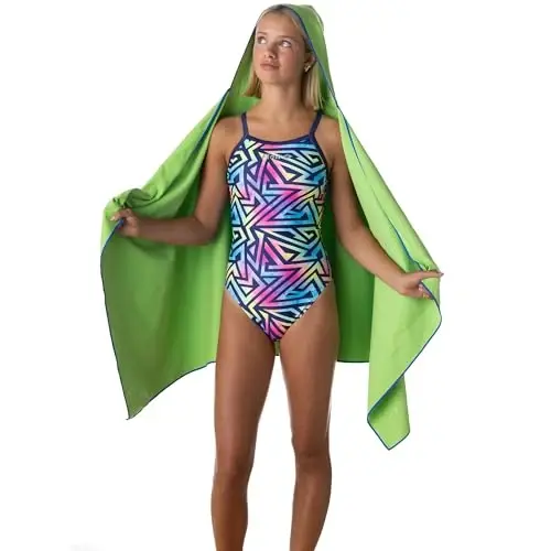 Flow Hydro Sport Towel - Microfiber Quick Dry Swimming Towels for Swim, Pool, Triathlon, and Other Water Sports in Medium, Large, Extra Large, and Hooded Sizes (Lime, Large w/Hood) - 3