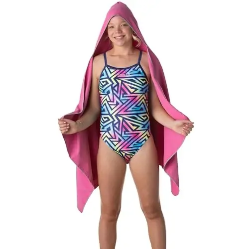 Flow Hydro Sport Towel - Microfiber Quick Dry Swimming Towels for Swim, Pool, Triathlon, and Other Water Sports in Medium, Large, Extra Large, and Hooded Sizes (Pink, Large w/Hood) - Flow Swim Gear (1)