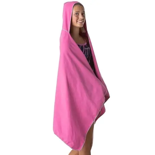Flow Hydro Sport Towel - Microfiber Quick Dry Swimming Towels for Swim, Pool, Triathlon, and Other Water Sports in Medium, Large, Extra Large, and Hooded Sizes (Pink, Large w/Hood) - 3