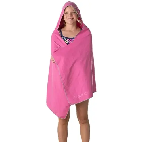 Flow Hydro Sport Towel - Microfiber Quick Dry Swimming Towels for Swim, Pool, Triathlon, and Other Water Sports in Medium, Large, Extra Large, and Hooded Sizes (Pink, Large w/Hood) - 6