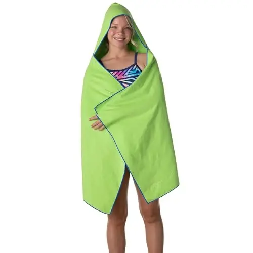 Flow Hydro Sport Towel - Микрофибровые быстросохнущие плавательные полотенца для плавания, бассейна, триатлона и других водных видов спорта среднего, большого, очень большого и размера с капюшоном (Lime, Large w/Hood) - 6
