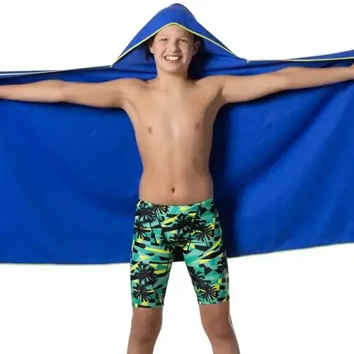 Flow Hydro Sport Towel - Полотенца из микрофибры для быстрого высыхания для плавания, бассейна, триатлона и других водных видов спорта среднего, большого, очень большого и с капюшоном размеров (синий, большой с капюшоном) - Modazone (1)