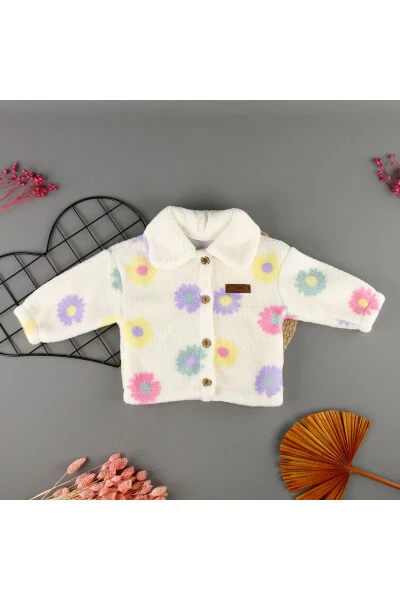 Flower Detailed Seasonal Winter Girl Jacket - BEBEGCI