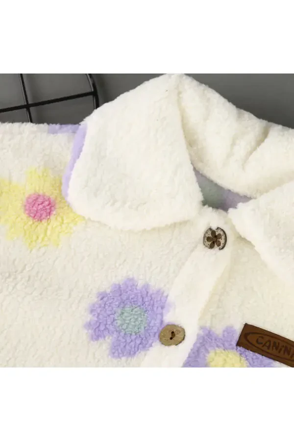 Flower Detailed Seasonal Winter Girl Jacket - 2