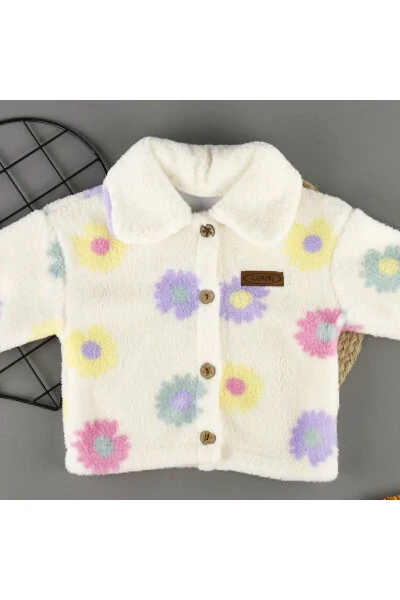 Flower Detailed Seasonal Winter Girl Jacket - 3