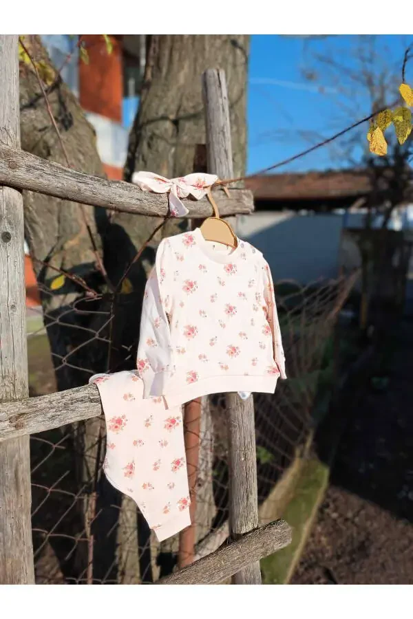 Flower Patterned 3-Piece Girl Set - 2