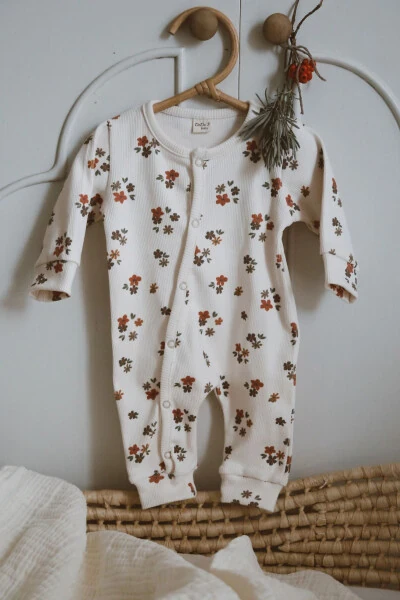 Flower Patterned Organic Corset Baby Romper - DODO'S BABY