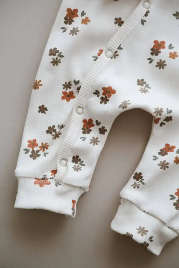 Flower Patterned Organic Corset Baby Romper - 2