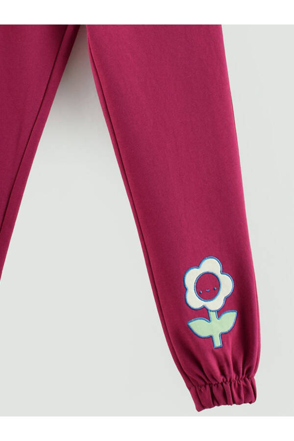 Flower Patterned Pocket Girls Sweatpants - 3