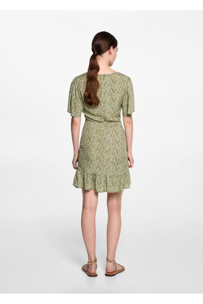 Flower-Patterned Ruffled Dress - 4