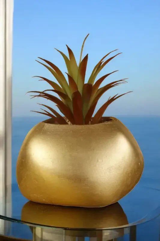 Flower Pot Decorative Cactus Pot 1 Piece Gold Color Applied Model 14-GOLD - 1