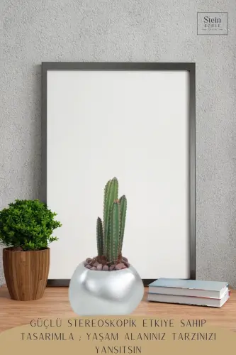 Flower Pot Decorative Cactus Pot 1 Piece Silver Color Applied Model 14-SILVER - 4