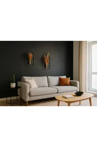 FLOWER STAND gold oval 2 piece wall flower stand decorative wall flower stand - 3