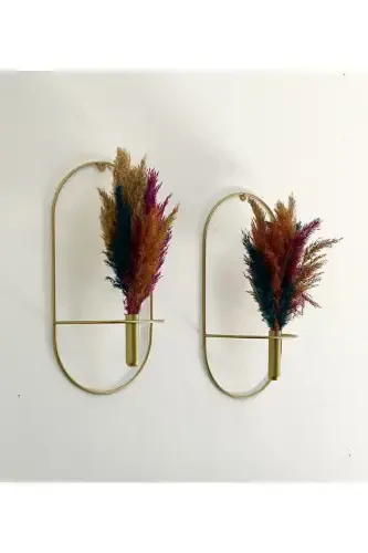 FLOWER STAND gold oval 2 piece wall flower stand decorative wall flower stand - 5