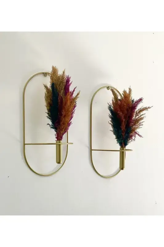 FLOWER STAND gold oval 2 piece wall flower stand decorative wall flower stand - 5