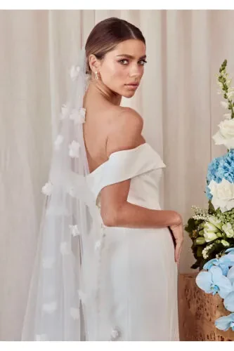 Flower veil 3 meter illusion tulle comb veil - 2