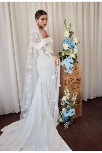 Flower veil 3 meter illusion tulle comb veil - 3