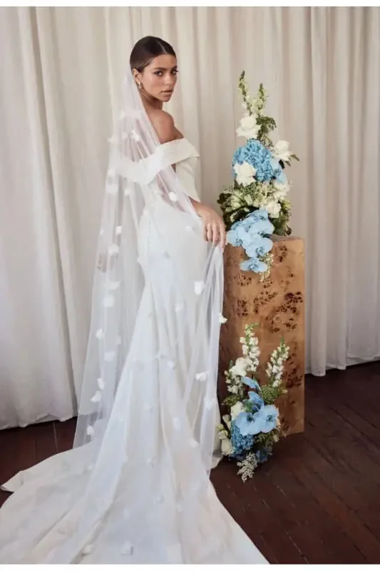 Flower veil 3 meter illusion tulle comb veil - 3