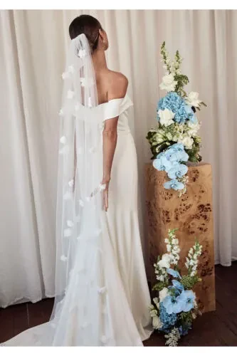 Flower veil 3 meter illusion tulle comb veil - 4