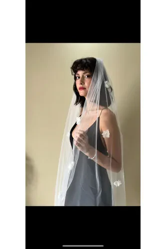 Flower veil 3 meter illusion tulle comb veil - 6