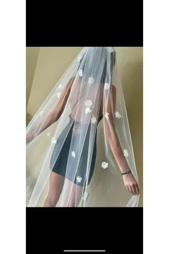 Flower veil 3 meter illusion tulle comb veil - 7