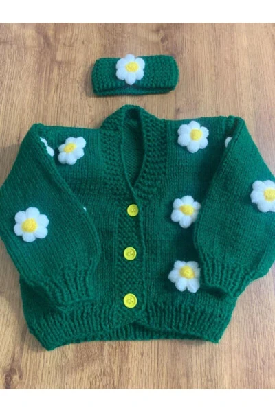 Flowered Baby Cardigan - 1