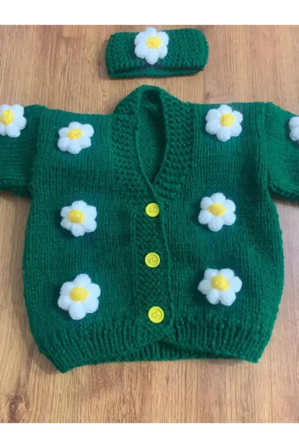 Flowered Baby Cardigan - 2