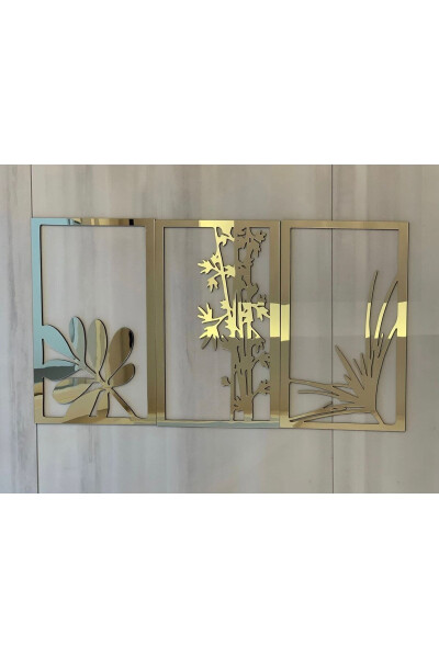 Flowers 3 Piece Wall Decor Laser Cut Each 40x25 Cm - 10