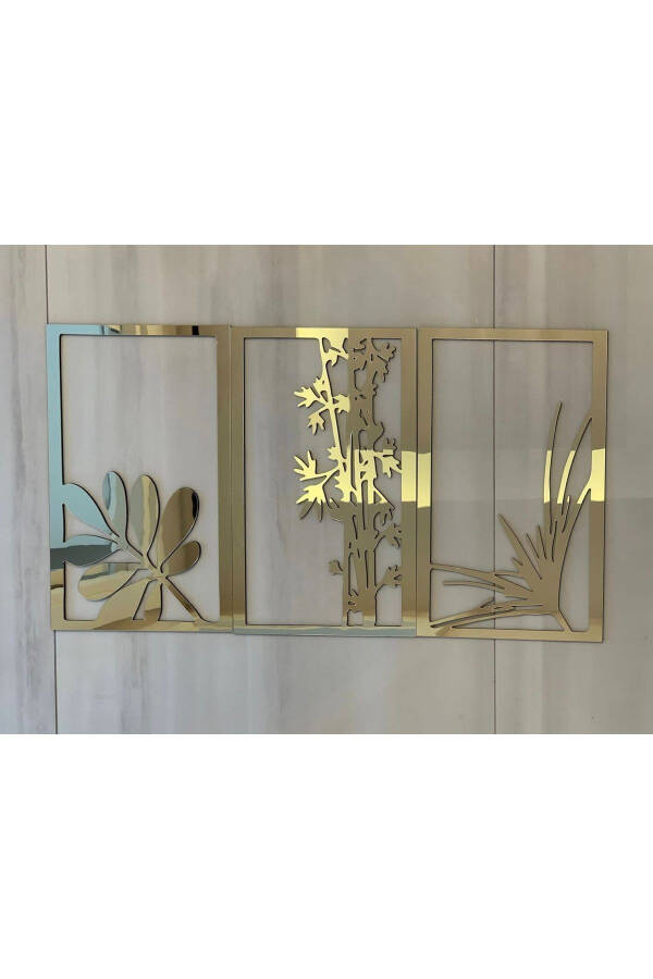 Flowers 3 Piece Wall Decor Laser Cut Each 40x25 Cm - 10