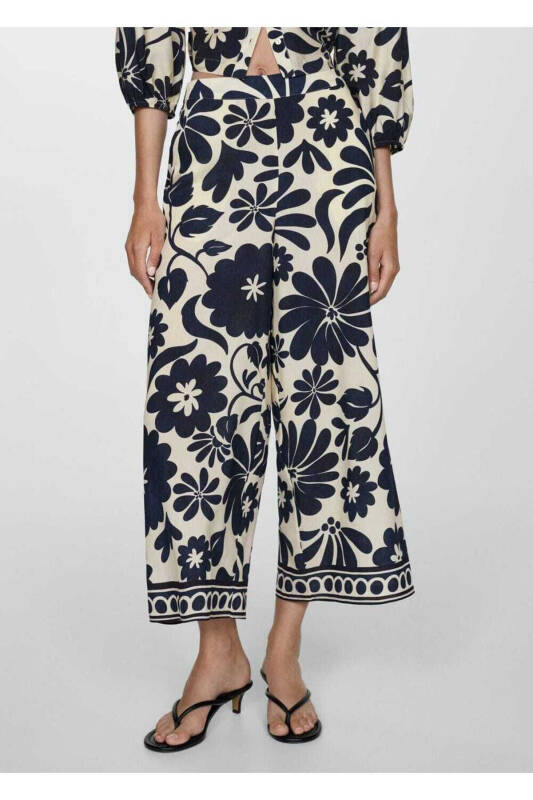 Flowy floral print pants - 1
