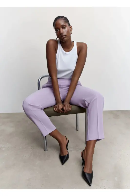 Flowy Suit Pants-Light/Pastel Purple - 4