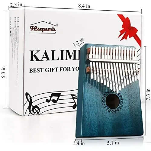 FLSEPAMB Kalimba 17 Key Thumb Piano with Mahogany Wood Portable Mbira Finger Piano Gifts for Kids and Piano Beginners Professional (Blue) - 6