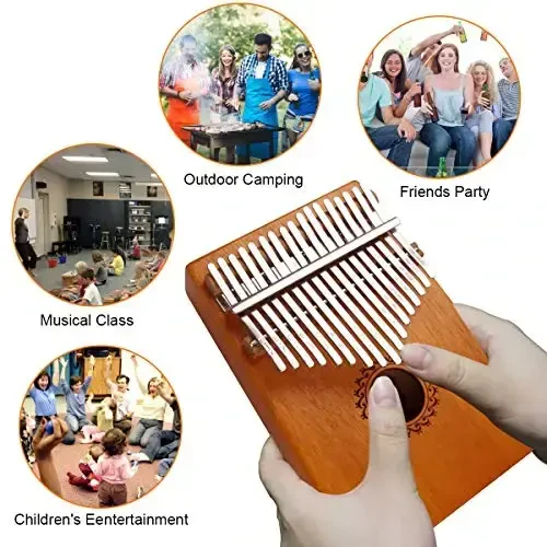 FLSEPAMB Kalimba 17 Key Thumb Piano with mahogany Wood Portable Mbira Finger Piano Gifts for Kids and piano Beginners Professional ( brown) - 3