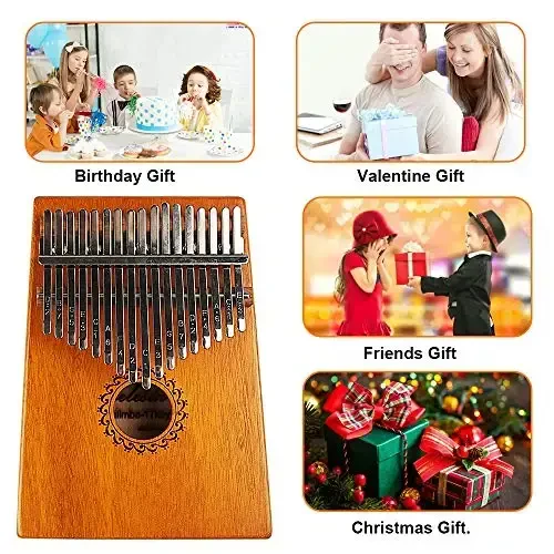 FLSEPAMB Kalimba 17 Key Thumb Piano with mahogany Wood Portable Mbira Finger Piano Gifts for Kids and piano Beginners Professional ( brown) - 4