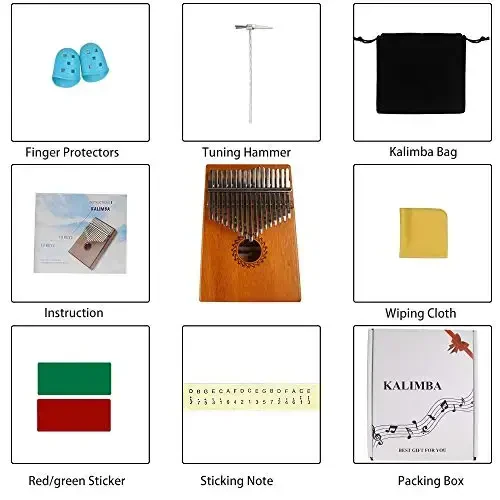 FLSEPAMB Kalimba 17 Key Thumb Piano with mahogany Wood Portable Mbira Finger Piano Gifts for Kids and piano Beginners Professional ( brown) - 6