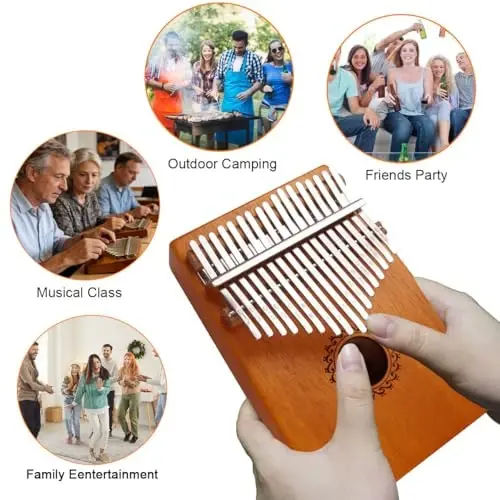 FLSEPAMB Kalimba 17 Key Thumb Piano with mahogany Wood Portable Mbira Finger Piano Gifts for Kids and piano Beginners Professional ( brown) - FLSEPAMB