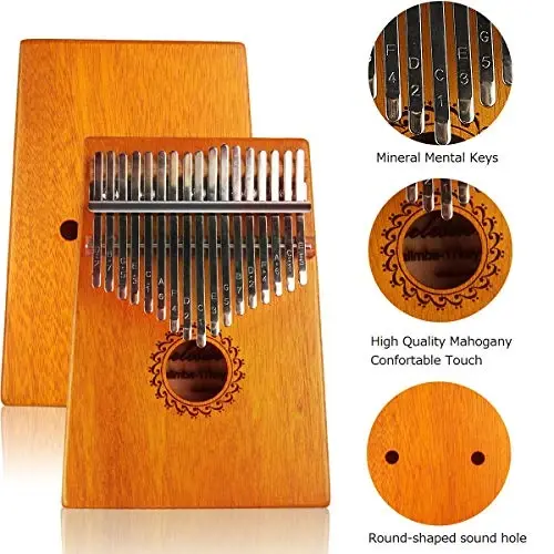 FLSEPAMB Kalimba 17 Key Thumb Piano with mahogany Wood Portable Mbira Finger Piano Gifts for Kids and piano Beginners Professional ( brown) - 4