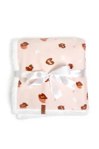 Fluffy Bebek Battaniyesi 80x100 Cm Ada Kundak Puset Çift Taraflı Koyun Tüyü Battaniye 100x80-Açık Pembe - 3