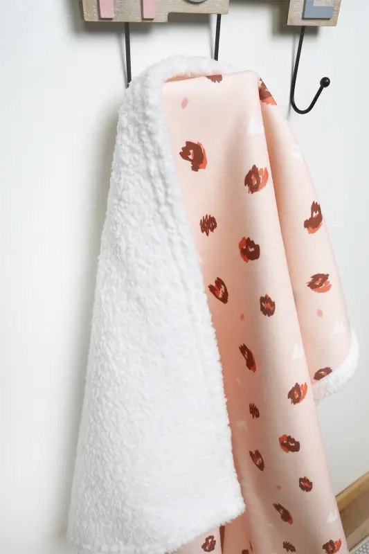 Fluffy Bebek Battaniyesi 80x100 Cm Ada Kundak Puset Çift Taraflı Koyun Tüyü Battaniye 100x80-Açık Pembe - 6