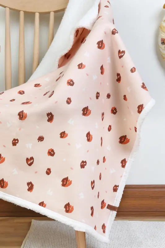 Fluffy Bebek Battaniyesi 80x100 Cm Ada Kundak Puset Çift Taraflı Koyun Tüyü Battaniye 100x80-Açık Pembe - 2