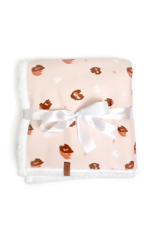 Fluffy Bebek Battaniyesi 80x100 Cm Ada Kundak Puset Çift Taraflı Koyun Tüyü Battaniye 100x80-Açık Pembe - 3